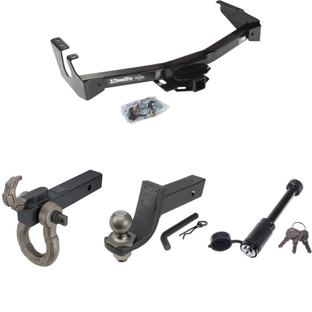 Fits 1994-1994 Dodge B250 Trailer Hitch Tow PKG + Interlock Tactical Starter Kit w/ 3-1/4" Drop & 2" Ball + Tactical Hook & Shackle Mount + Tactical Dogbone Lock (Excludes: w/Factory Step Bumper Models) By Draw-Tite