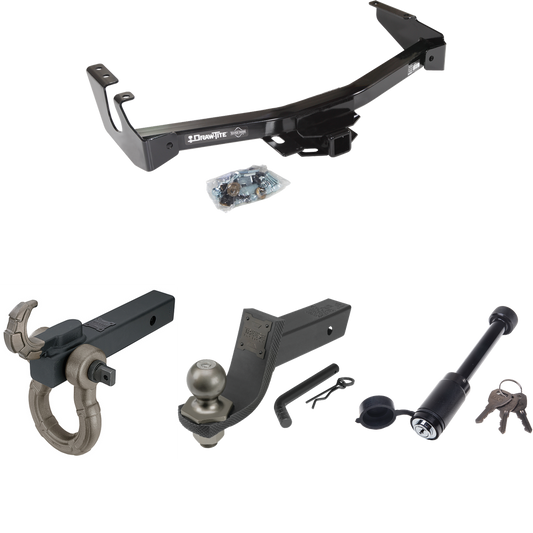 Fits 1994-1994 Dodge B250 Trailer Hitch Tow PKG + Interlock Tactical Starter Kit w/ 3-1/4" Drop & 2" Ball + Tactical Hook & Shackle Mount + Tactical Dogbone Lock (Excludes: w/Factory Step Bumper Models) By Draw-Tite