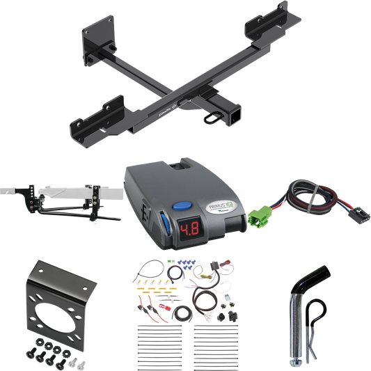 Fits 2016-2019 Mercedes-Benz GLE350 Trailer Hitch Tow PKG w/ 8K Round Bar Weight Distribution Hitch w/ 2-5/16" Ball + Pin/Clip + Tekonsha Primus IQ Brake Control + Plug & Play BC Adapter + 7-Way RV Wiring (Excludes: w/Active Curve System Models) By D
