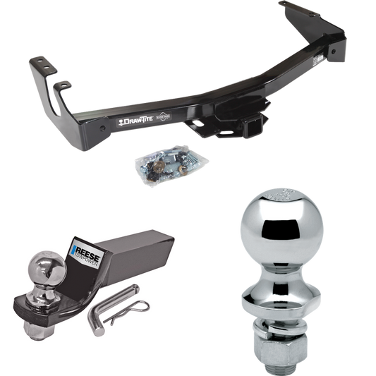 Fits 1995-1998 Dodge B1500 Trailer Hitch Tow PKG w/ Starter Kit Ball Mount w/ 2" Drop & 2" Ball + 1-7/8" Ball (Excludes: w/Factory Step Bumper Models) By Draw-Tite