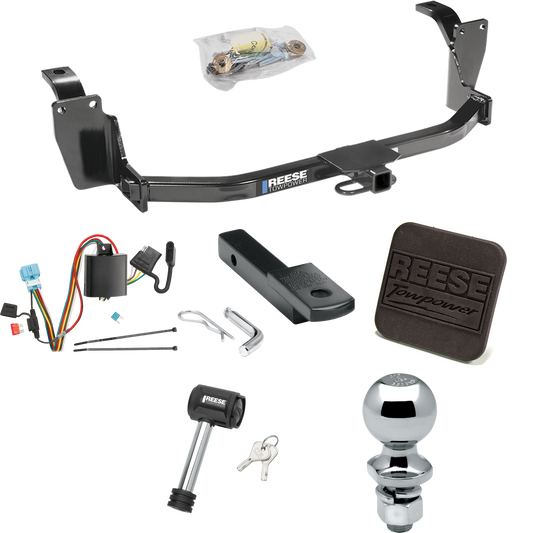 Fits 2010-2011 Honda Accord Crosstour Trailer Hitch Tow PKG w/ 4-Flat Wiring Harness + Draw-Bar + 2" Ball + Hitch Cover + Hitch Lock By Reese Towpower