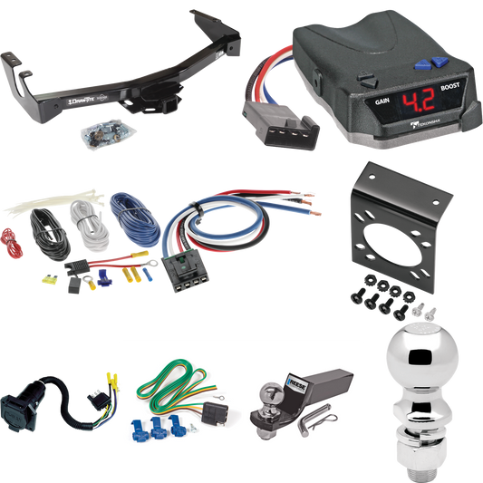 Fits 1994-1994 Dodge B350 Trailer Hitch Tow PKG w/ Tekonsha BRAKE-EVN Brake Control + Generic BC Wiring Adapter + 7-Way RV Wiring + 2" & 2-5/16" Ball & Drop Mount (Excludes: w/Factory Step Bumper Models) By Draw-Tite