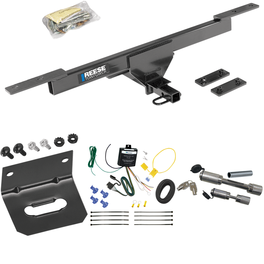 Se adapta al paquete de remolque de enganche de remolque Volkswagen Passat 2016-2022 con arnés de cableado plano de 4 + soporte de cableado + enganche doble y cerraduras de acoplador (excluye: modelos SE y SEL) de Reese Towpower