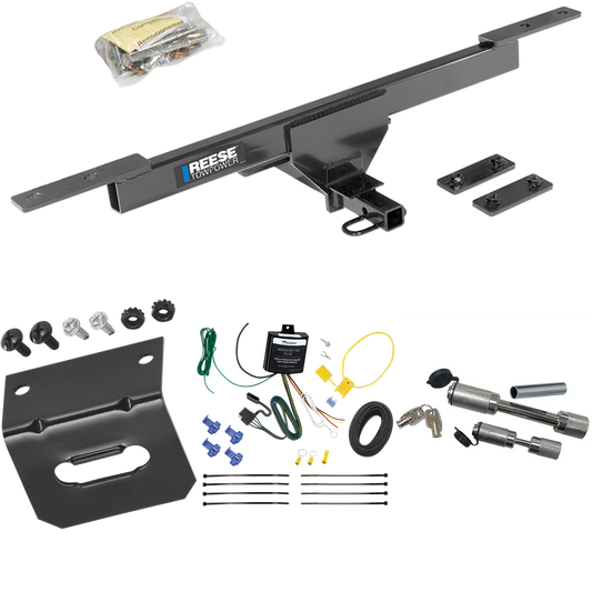 Se adapta al paquete de remolque de enganche de remolque Volkswagen Passat 2016-2022 con arnés de cableado plano de 4 + soporte de cableado + enganche doble y cerraduras de acoplador (excluye: modelos SE y SEL) de Reese Towpower