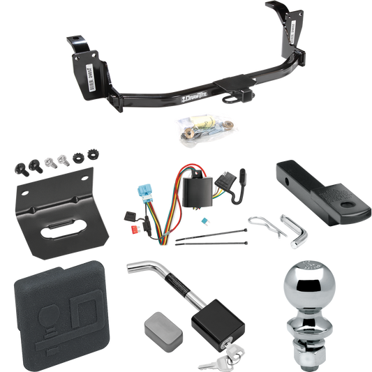 Se adapta al paquete de enganche de remolque Honda Crosstour 2012-2012 con arnés de cableado plano de 4 + barra de tracción + bola de 2" + soporte de cableado + cubierta de enganche + bloqueo de enganche de Draw-Tite