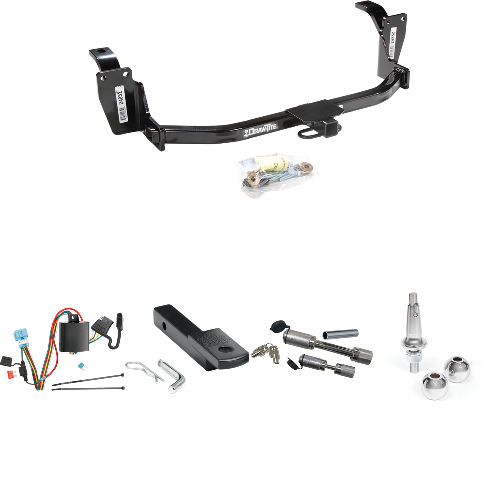 Se adapta al paquete de enganche de remolque Honda Accord Crosstour 2010-2011 con arnés de cableado de 4 planos + barra de tracción + bolas intercambiables de 1-7/8" y 2" + enganche doble y cerraduras de acoplador de Draw-Tite