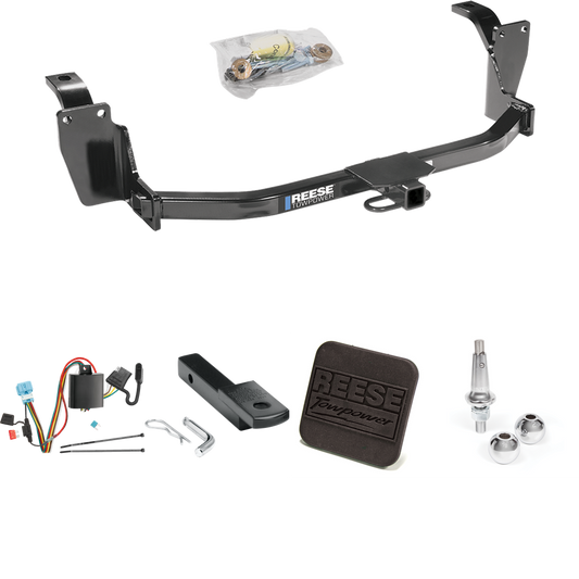 Fits 2010-2011 Honda Accord Crosstour Trailer Hitch Tow PKG w/ 4-Flat Wiring Harness + Draw-Bar + Interchangeable 1-7/8" & 2" Balls + Hitch Cover By Reese Towpower