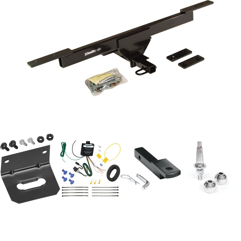 Fits 2016-2019 Volkswagen Passat Trailer Hitch Tow PKG w/ 4-Flat Wiring Harness + Draw-Bar + Interchangeable 1-7/8" & 2" Balls + Wiring Bracket (For SE & SEL Only Models) By Draw-Tite