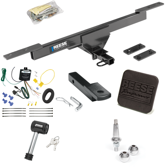 Fits 2017-2019 Volkswagen Passat Trailer Hitch Tow PKG w/ 4-Flat Wiring Harness + Draw-Bar + Interchangeable 1-7/8" & 2" Balls + Hitch Cover + Hitch Lock By Reese Towpower