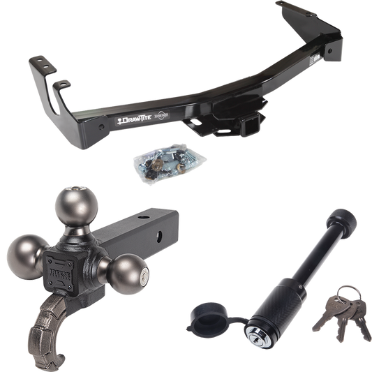 Fits 1999-2000 Dodge Ram 2500 Van Trailer Hitch Tow PKG + Tactical Triple Ball Ball Mount 1-7/8" & 2" & 2-5/16" Balls & Tow Hook + Tactical Dogbone Lock (Excludes: w/Factory Step Bumper Models) By Draw-Tite