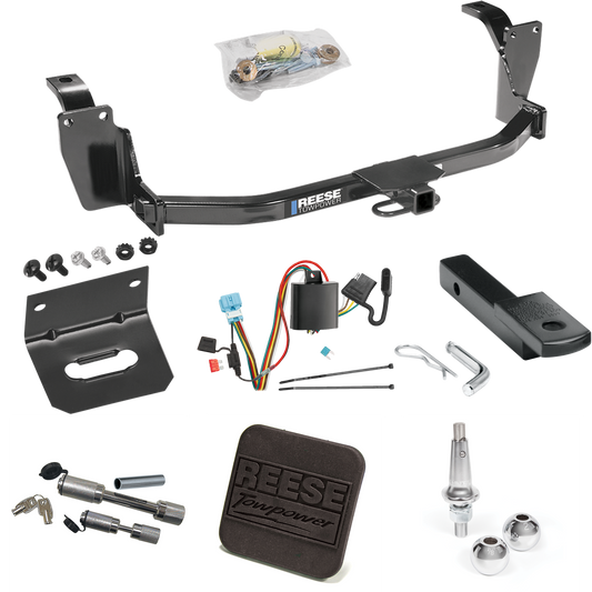 Fits 2012-2012 Honda Crosstour Trailer Hitch Tow PKG w/ 4-Flat Wiring Harness + Draw-Bar + Interchangeable 1-7/8" & 2" Balls + Wiring Bracket + Hitch Cover + Dual Hitch & Coupler Locks By Reese Towpower