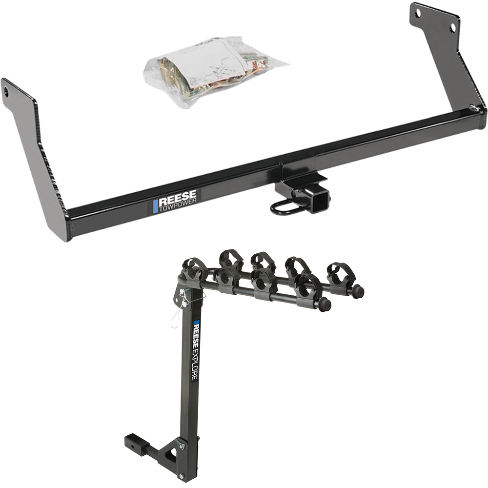 Fits 2008-2012 Dodge Caliber Trailer Hitch Tow PKG w/ 4 Bike Carrier Rack (Excludes: SRT-4 Models) By Reese Towpower