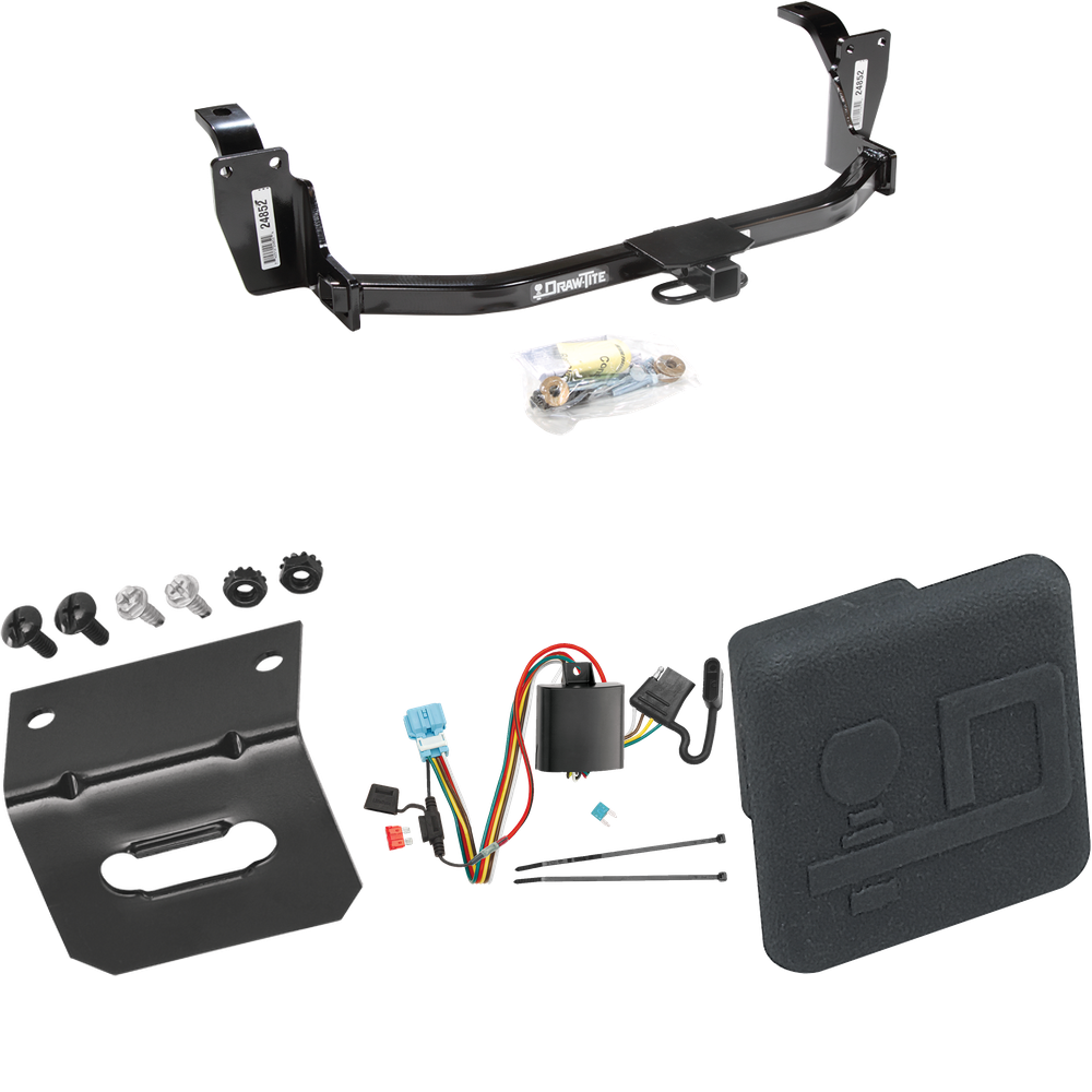 Se adapta al paquete de enganche de remolque Honda Accord Crosstour 2010-2011 con arnés de cableado plano de 4 + cubierta de enganche de Draw-Tite