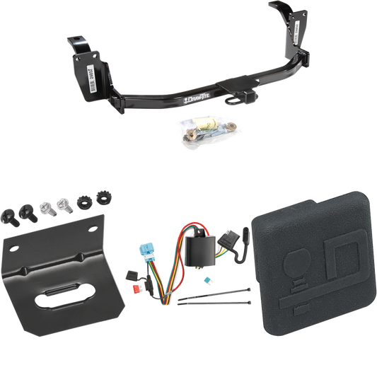 Se adapta al paquete de enganche de remolque Honda Accord Crosstour 2010-2011 con arnés de cableado plano de 4 + cubierta de enganche de Draw-Tite