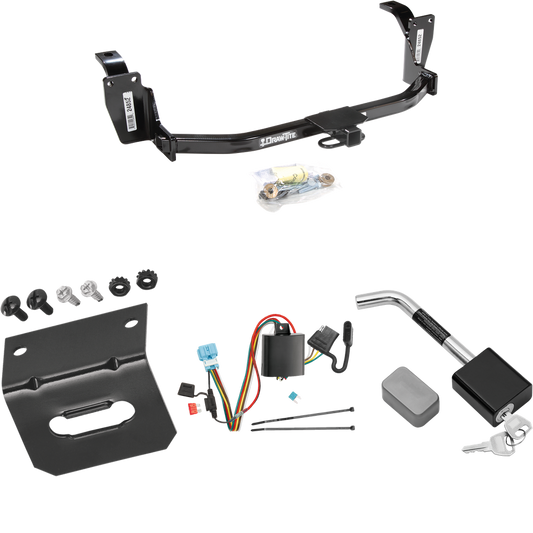 Fits 2012-2012 Honda Crosstour Trailer Hitch Tow PKG w/ 4-Flat Wiring Harness + Wiring Bracket + Hitch Lock By Draw-Tite