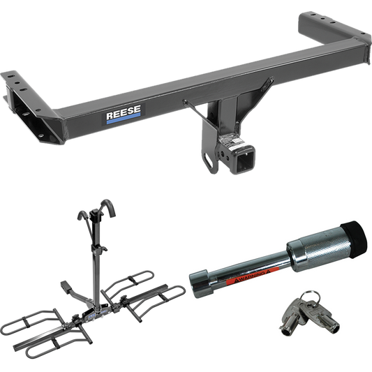 Fits 2011-2017 Audi Q5 Trailer Hitch Tow PKG w/ 2 Bike Plaform Style Carrier Rack + Hitch Lock By Reese Towpower