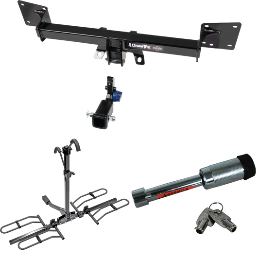 Fits 2018-2023 Audi Q5 Trailer Hitch Tow PKG w/ 2 Bike Plaform Style Carrier Rack + Hitch Lock By Draw-Tite