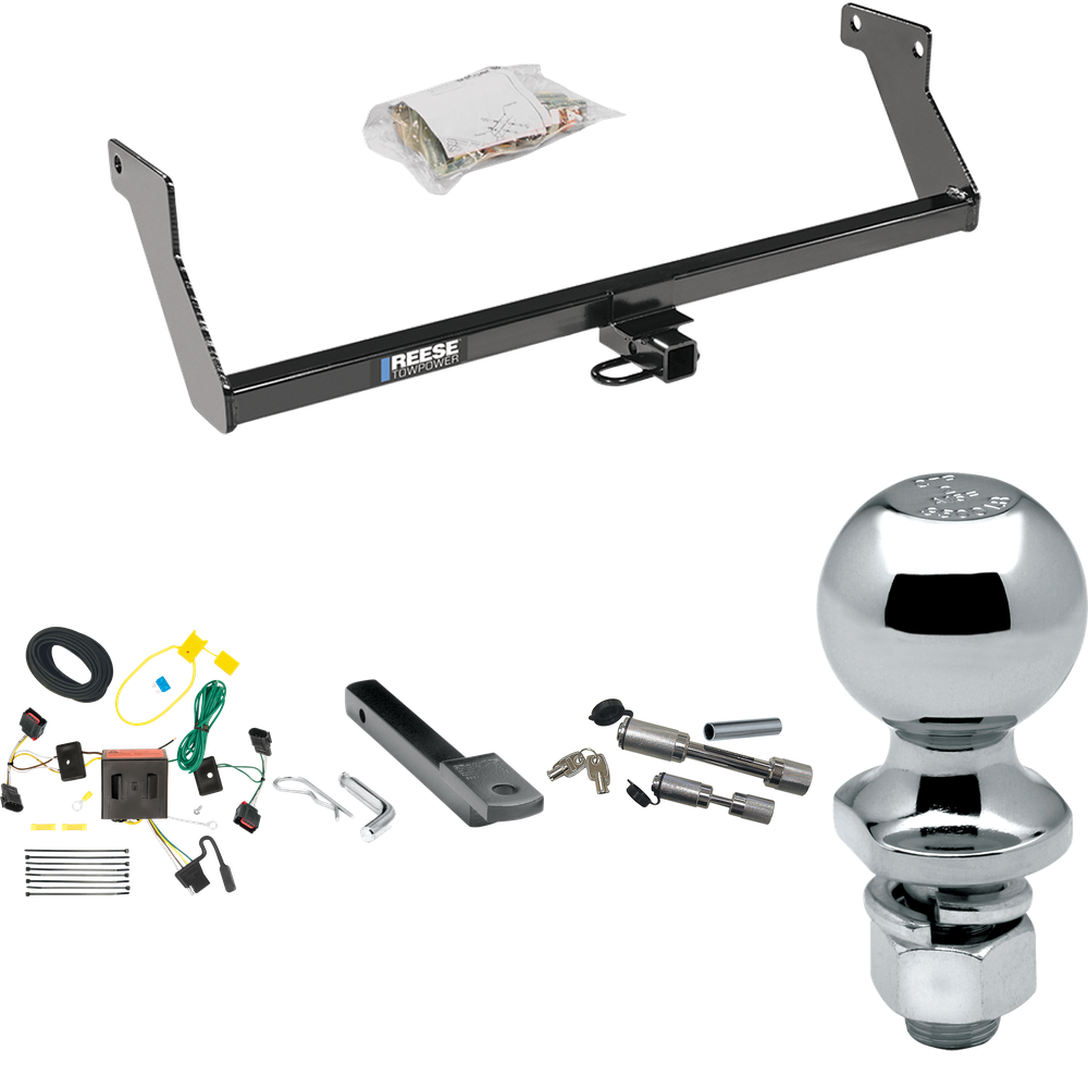 Fits 2008-2012 Dodge Caliber Trailer Hitch Tow PKG w/ 4-Flat Wiring Harness + Draw-Bar + 2" Ball + Dual Hitch & Coupler Locks (Excludes: SRT-4 Models) By Reese Towpower