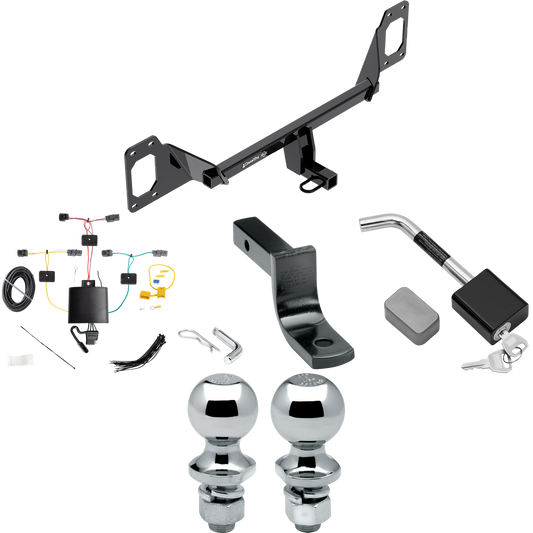 Fits 2022-2023 Honda Civic Trailer Hitch Tow PKG w/ 4-Flat Wiring Harness + Draw-Bar + 1-7/8" + 2" Ball + Hitch Lock (For Coupe, Except Models w/Center Exhaust Models) By Draw-Tite