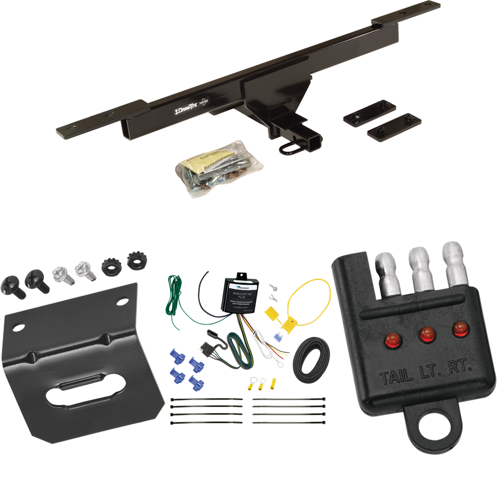 Fits 2016-2019 Volkswagen Passat Trailer Hitch Tow PKG w/ 4-Flat Wiring Harness + Bracket + Tester (For SE & SEL Only Models) By Draw-Tite