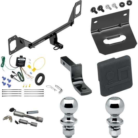 Fits 2016-2021 Honda Civic Trailer Hitch Tow PKG w/ 4-Flat Wiring Harness + Draw-Bar + 1-7/8" + 2" Ball + Wiring Bracket + Hitch Cover + Dual Hitch & Coupler Locks (For Hatchback, Except Models w/Center Exhaust Models) By Draw-Tite