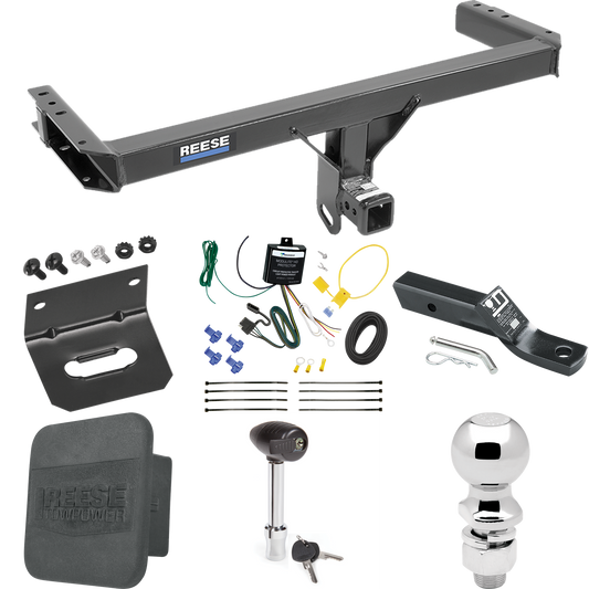 Fits 2013-2017 Audi Q5 Trailer Hitch Tow PKG w/ 4-Flat Wiring + Ball Mount w/ 2" Drop + 2-5/16" Ball + Wiring Bracket + Hitch Lock + Hitch Cover By Reese Towpower