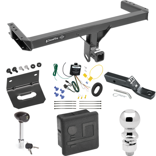 Fits 2011-2012 Audi Q5 Trailer Hitch Tow PKG w/ 4-Flat Wiring + Ball Mount w/ 2" Drop + 2-5/16" Ball + Wiring Bracket + Hitch Lock + Hitch Cover By Draw-Tite