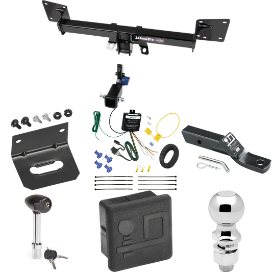 Fits 2018-2022 Audi SQ5 Trailer Hitch Tow PKG w/ 4-Flat Wiring + Ball Mount w/ 2" Drop + 2-5/16" Ball + Wiring Bracket + Hitch Lock + Hitch Cover By Draw-Tite