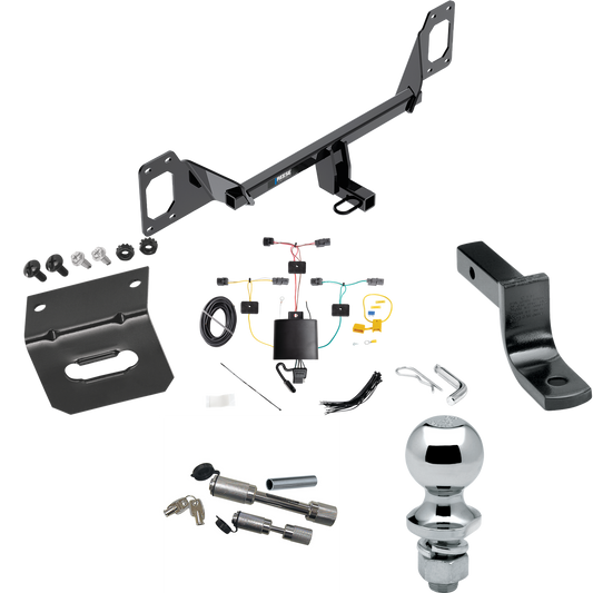 Fits 2022-2023 Honda Civic Trailer Hitch Tow PKG w/ 4-Flat Wiring Harness + Draw-Bar + 1-7/8" Ball + Wiring Bracket + Dual Hitch & Coupler Locks (For Sedan, Except Models w/Center Exhaust Models) By Reese Towpower