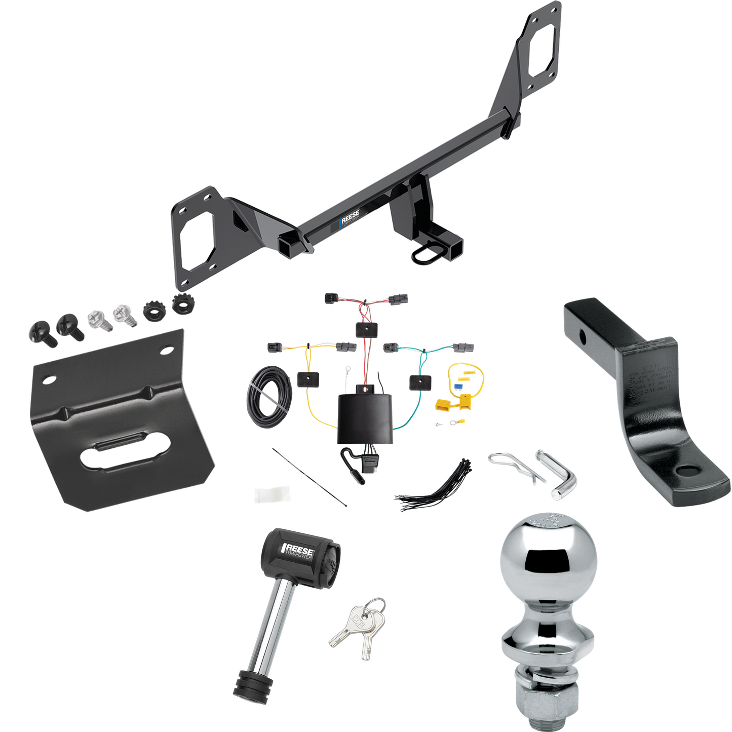 Fits 2022-2023 Honda Civic Trailer Hitch Tow PKG w/ 4-Flat Wiring Harness + Draw-Bar + 1-7/8" Ball + Wiring Bracket + Hitch Lock (For Coupe, Except Models w/Center Exhaust Models) By Reese Towpower