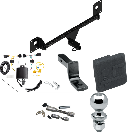 Fits 2019-2023 Volkswagen Jetta Trailer Hitch Tow PKG w/ 4-Flat Wiring Harness + Draw-Bar + 2" Ball + Hitch Cover + Dual Hitch & Coupler Locks By Draw-Tite