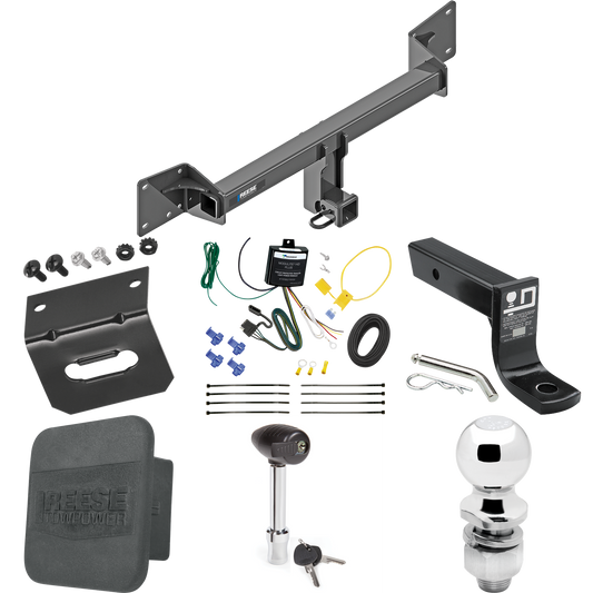 Se adapta al paquete de enganche de remolque Audi SQ5 2018-2022 con cableado plano de 4 + soporte de bola con caída de 4" + bola de 2" + soporte de cableado + bloqueo de enganche + cubierta de enganche de Reese Towpower