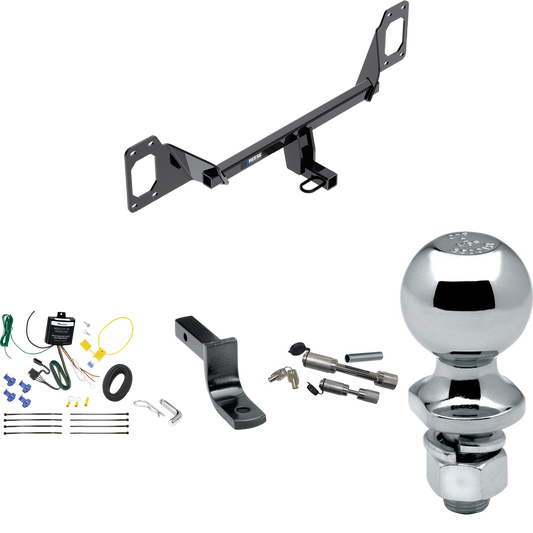 Fits 2016-2021 Honda Civic Trailer Hitch Tow PKG w/ 4-Flat Wiring Harness + Draw-Bar + 2" Ball + Dual Hitch & Coupler Locks (For Coupe, Except Models w/Center Exhaust Models) By Reese Towpower