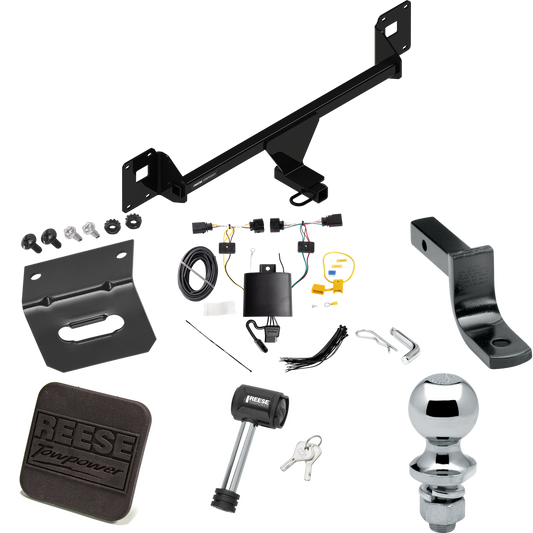 Fits 2019-2023 Volkswagen Jetta Trailer Hitch Tow PKG w/ 4-Flat Wiring Harness + Draw-Bar + 1-7/8" Ball + Wiring Bracket + Hitch Cover + Hitch Lock By Reese Towpower