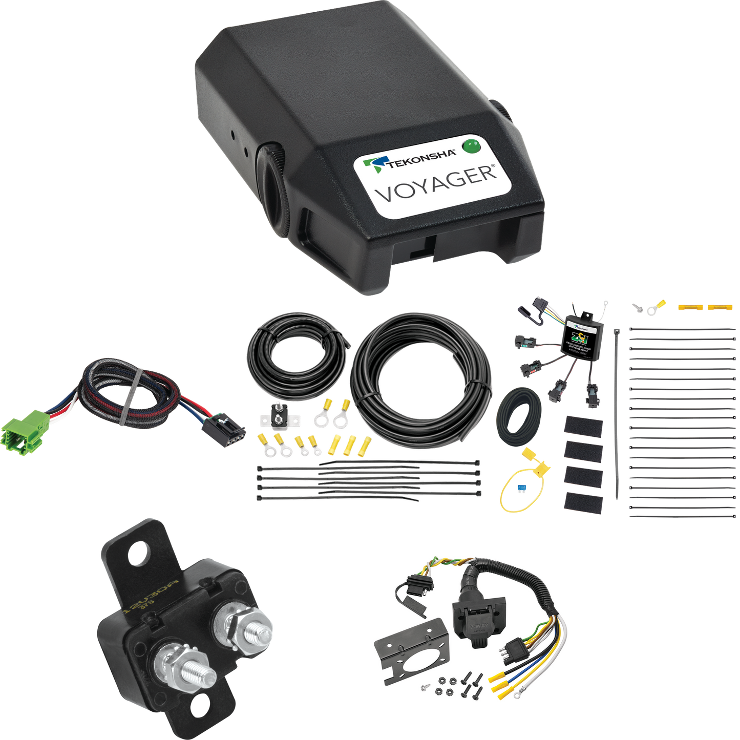 Fits 2021-2022 Mercedes-Benz GLE350 7-Way RV Wiring w/ Zero Contact ZCI Module + Tekonsha Voyager Brake Control + Plug & Play BC Adapter By Tekonsha