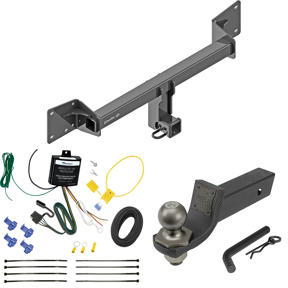 Fits 2018-2022 Audi SQ5 Trailer Hitch Tow PKG w/ 4-Flat Wiring + Interlock Tactical Starter Kit w/ 2" Drop & 2" Ball By Draw-Tite