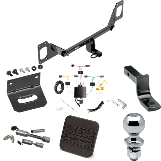 Fits 2022-2023 Honda Civic Trailer Hitch Tow PKG w/ 4-Flat Wiring Harness + Draw-Bar + 2" Ball + Wiring Bracket + Hitch Cover + Dual Hitch & Coupler Locks (For Hatchback, Except Models w/Center Exhaust Models) By Reese Towpower