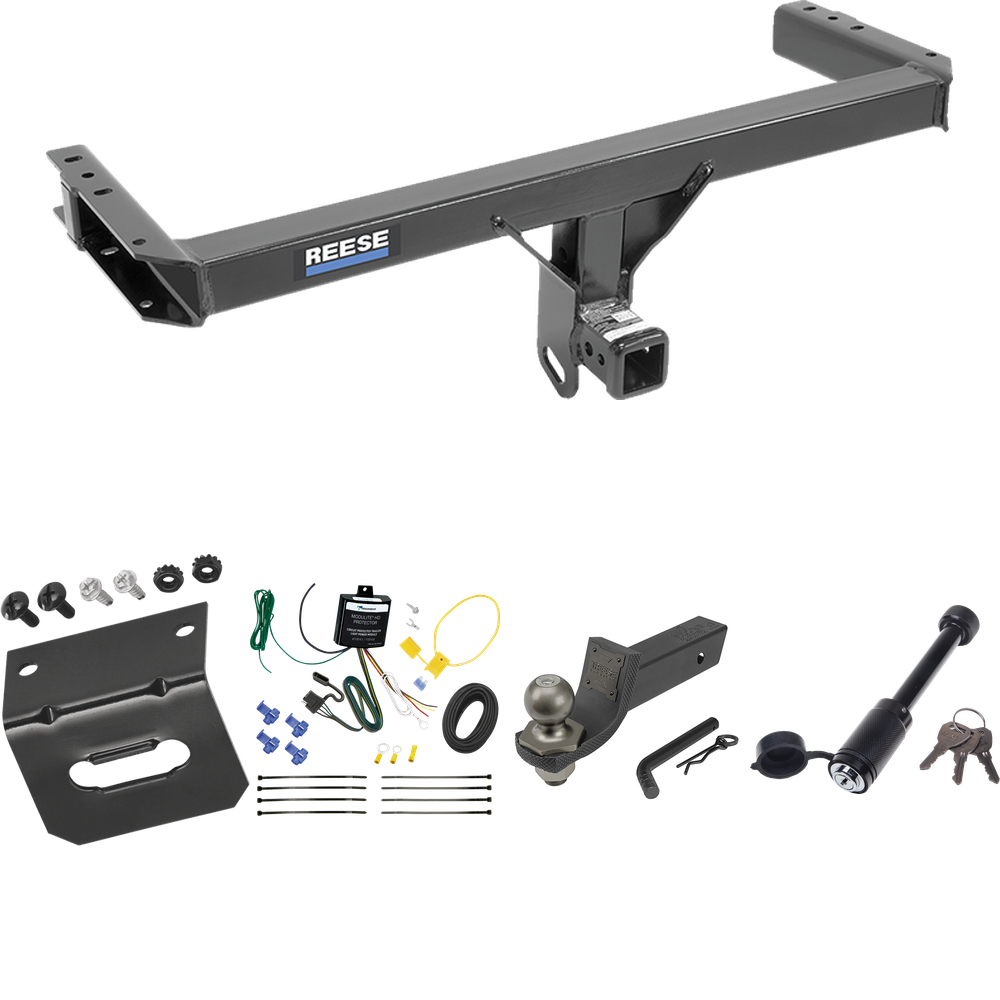 Fits 2013-2017 Audi Q5 Trailer Hitch Tow PKG w/ 4-Flat Wiring + Interlock Tactical Starter Kit w/ 2" Drop & 2" Ball + Tactical Dogbone Lock + Wiring Bracket By Reese Towpower