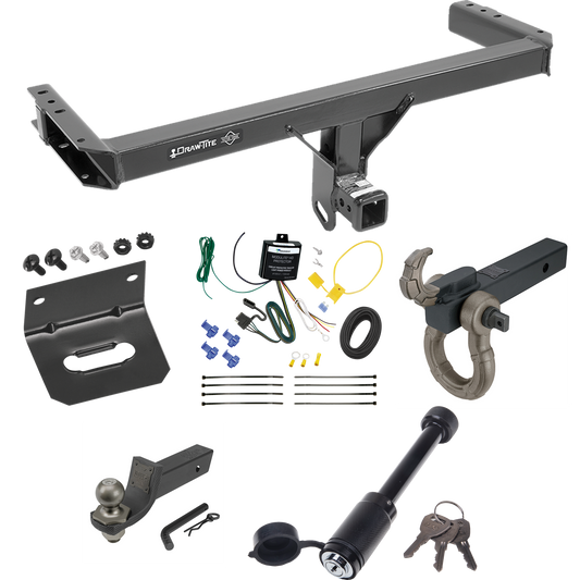 Fits 2013-2017 Audi Q5 Trailer Hitch Tow PKG w/ 4-Flat Wiring + Interlock Tactical Starter Kit w/ 2" Drop & 2" Ball + Tactical Hook & Shackle Mount + Tactical Dogbone Lock + Wiring Bracket By Draw-Tite