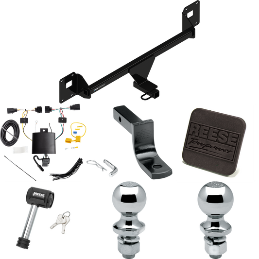 Se adapta al paquete de enganche de remolque Volkswagen Jetta 2019-2023 con arnés de cableado plano de 4 + barra de tracción + bola de 1-7/8" + bola de 2" + cubierta de enganche + bloqueo de enganche de Reese Towpower