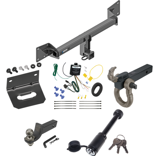 Fits 2018-2022 Audi SQ5 Trailer Hitch Tow PKG w/ 4-Flat Wiring + Interlock Tactical Starter Kit w/ 2" Drop & 2" Ball + Tactical Hook & Shackle Mount + Tactical Dogbone Lock + Wiring Bracket By Reese Towpower