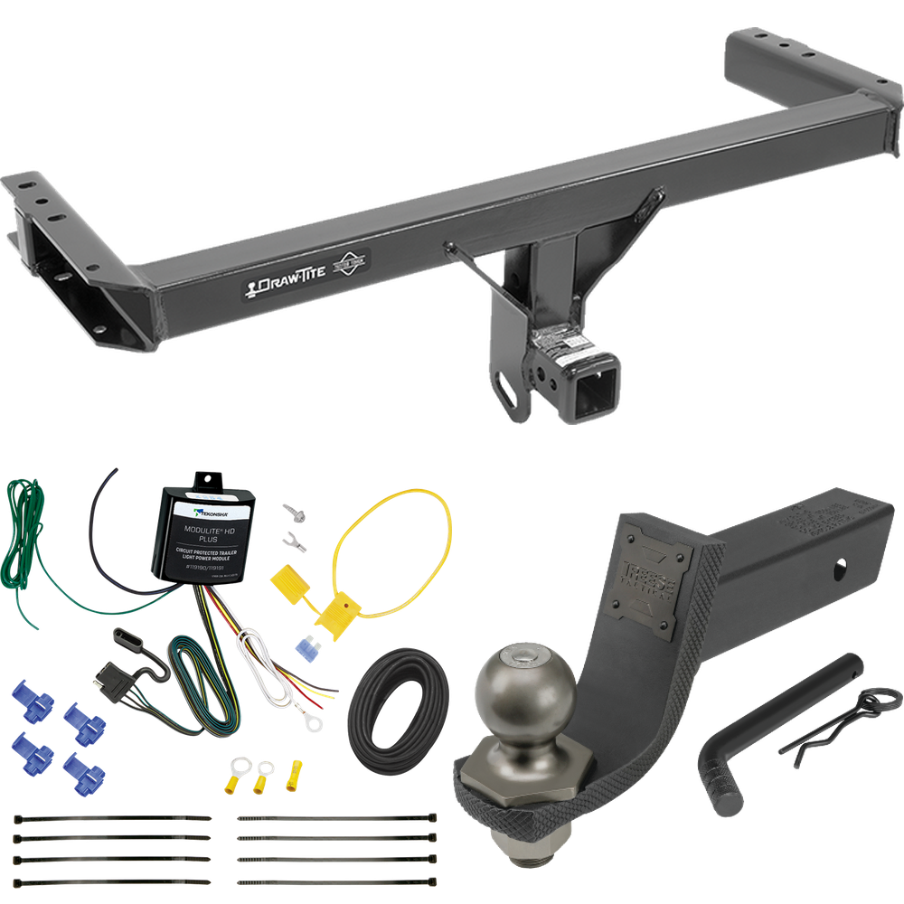 Fits 2015-2023 Porsche Macan Trailer Hitch Tow PKG w/ 4-Flat Wiring + Interlock Tactical Starter Kit w/ 3-1/4" Drop & 2" Ball (Excludes: S-Models Models) By Draw-Tite