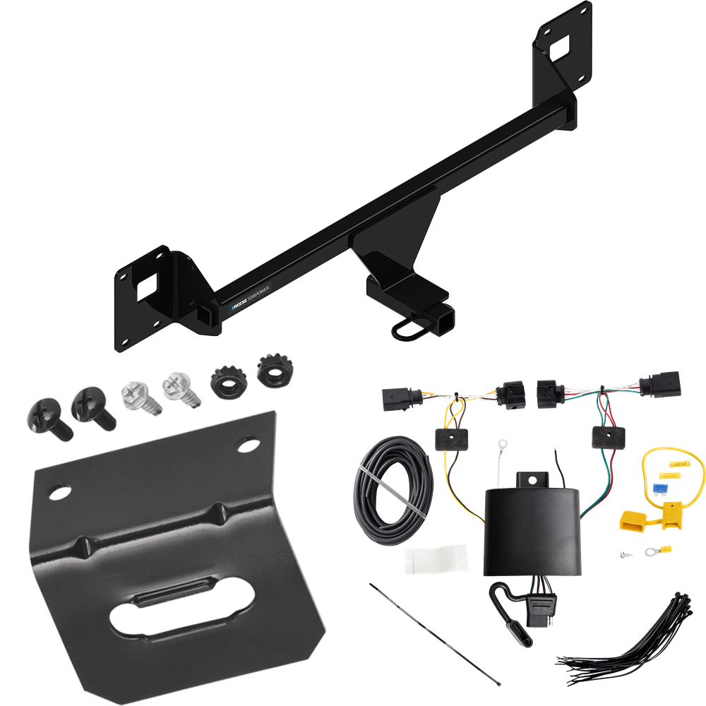 Fits 2019-2023 Volkswagen Jetta Trailer Hitch Tow PKG w/ 4-Flat Wiring Harness + Bracket By Reese Towpower