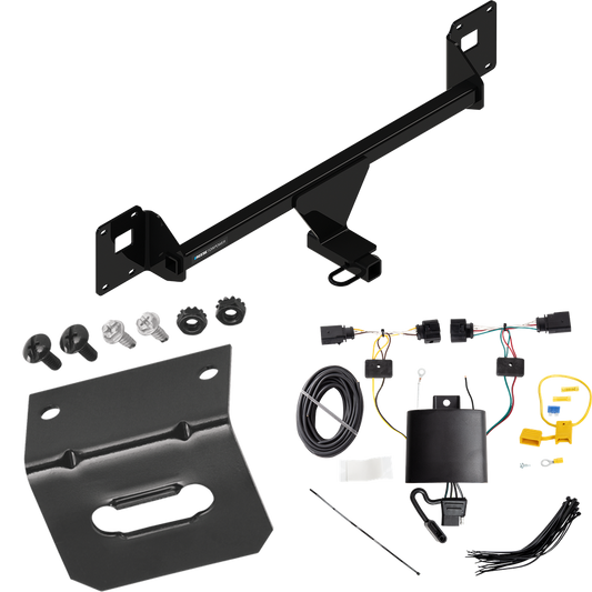 Se adapta al paquete de enganche de remolque Volkswagen Jetta 2019-2023 con arnés de cableado plano de 4 + soporte de Reese Towpower