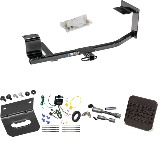 Fits 2011-2014 Volkswagen Jetta Trailer Hitch Tow PKG w/ 4-Flat Wiring Harness + Hitch Cover + Dual Hitch & Coupler Locks (For SportWagon Models) By Reese Towpower