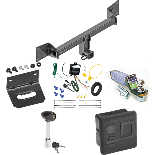 Se adapta al paquete de enganche de remolque Audi Q5 2018-2023 con cableado plano de 4 + kit de montaje de bola de inicio con caída de 2" y bola de 1-7/8" + soporte de cableado + bloqueo de enganche + cubierta de enganche de Draw-Tite