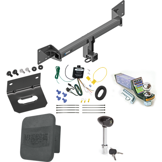 Se adapta al paquete de enganche de remolque Audi Q5 2018-2018 con cableado de 4 planos + kit de montaje de bola de inicio con caída de 2" y bola de 1-7/8" + soporte de cableado + bloqueo de enganche + cubierta de enganche de Reese Towpower