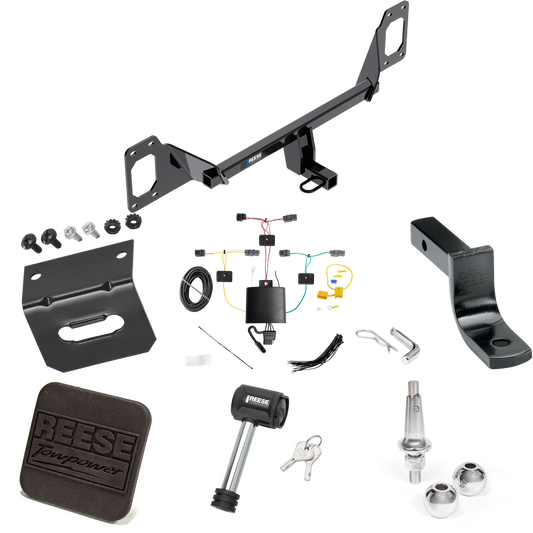 Fits 2022-2023 Honda Civic Trailer Hitch Tow PKG w/ 4-Flat Wiring Harness + Draw-Bar + Interchangeable 1-7/8" & 2" Balls + Wiring Bracket + Hitch Cover + Hitch Lock (For Coupe, Except Models w/Center Exhaust Models) By Reese Towpower