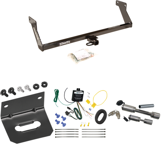 Fits 2007-2007 Dodge Caliber Trailer Hitch Tow PKG w/ 4-Flat Wiring Harness + Wiring Bracket + Dual Hitch & Coupler Locks By Draw-Tite