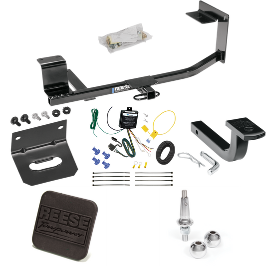 Fits 2011-2014 Volkswagen Jetta Trailer Hitch Tow PKG w/ 4-Flat Wiring Harness + Draw-Bar + Interchangeable 1-7/8" & 2" Balls + Wiring Bracket + Hitch Cover (For SportWagon Models) By Reese Towpower